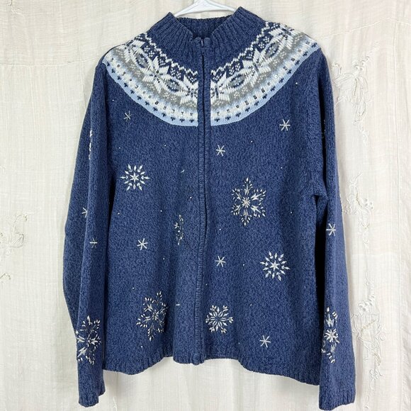 Crystal Kobe Fair Isle Snowflake Cardigan Sweater - Picture 5 of 9